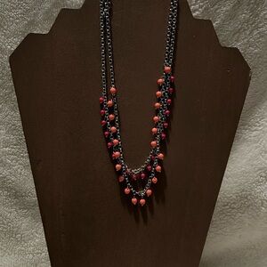 Paparazzi Black Chain Coral Bead Statement Necklace